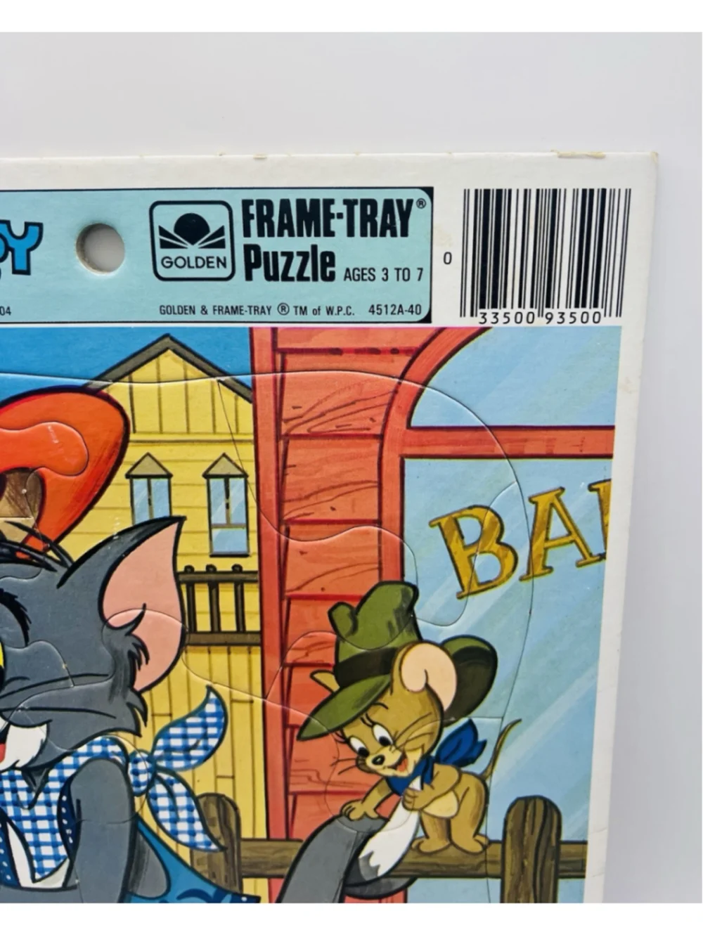 Vintage 1984 Tom & Jerry Golden Frame Tray Puzzle MGM / UA